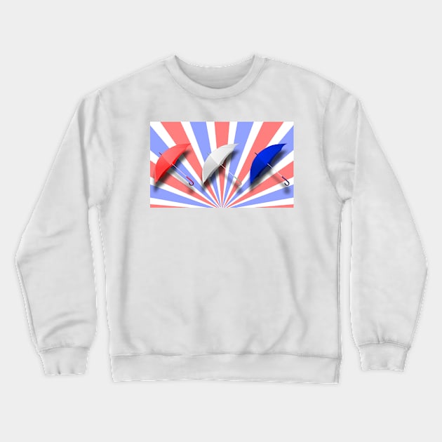 Red White And Blue Stripes With Umbrellas Crewneck Sweatshirt by NeavesPhoto